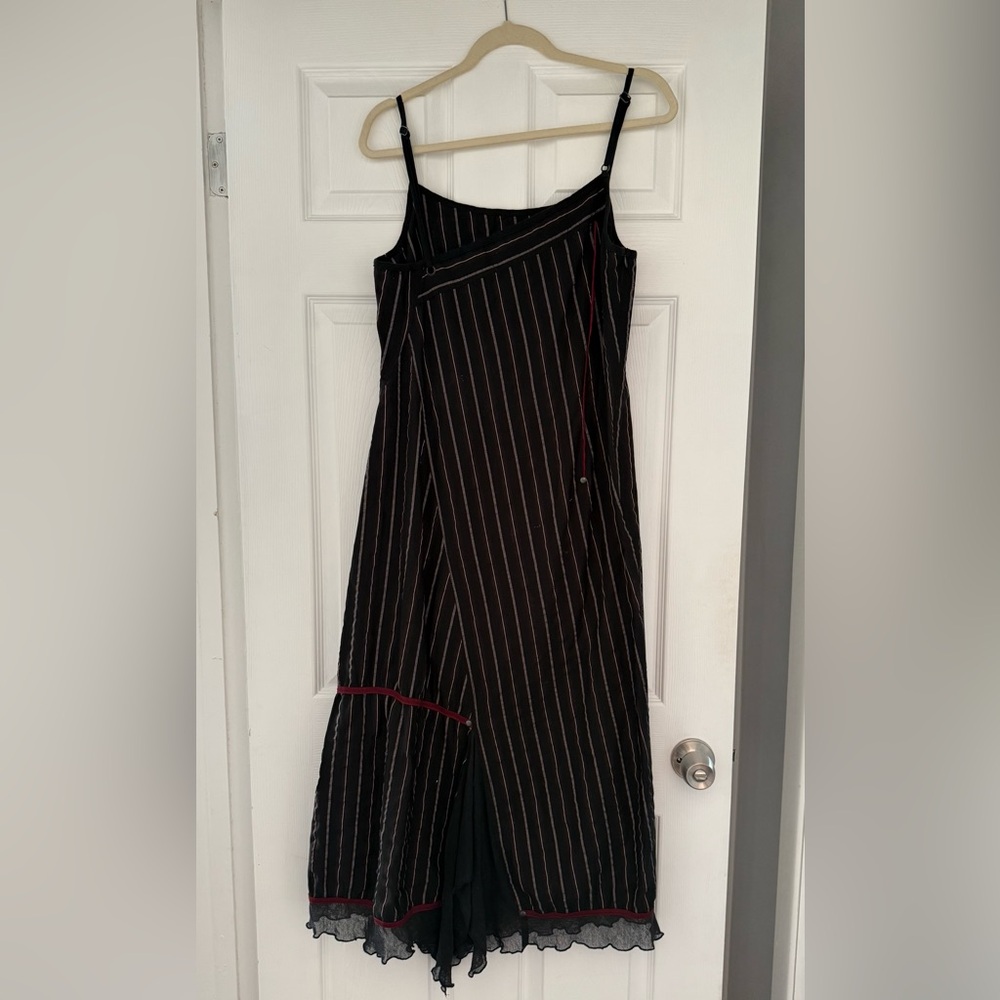 Cop Copine Black and White Striped Dress with Red accents size 42
